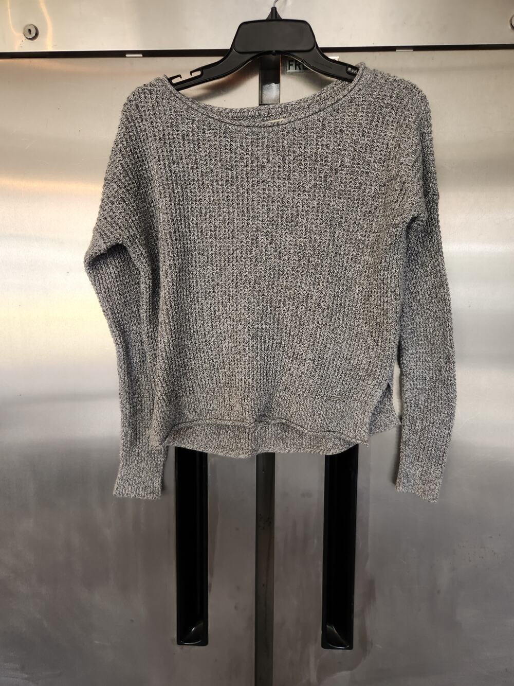 Hollister Womens Knit Sweater XS Gray Marled Boat Neck Long Sleeve Pullover Top